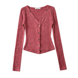 Women T-Shirt Knitted Bottoming Shirt Women's Summer Slim Fit Long-Sleeved T-shirt