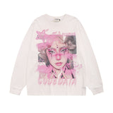 Men Long Sleeve Shirt Graffiti Long Sleeve Bottoming T-shirt Men and Women Idle Style Loose Top