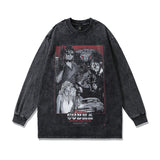 Men Long Sleeve Shirt Portrait Printing Washed and Worn T-shirt with Long Sleeves Hoodie Men and Women