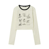 Women Long Sleeve T-Shirt Printed Short-Sleeved T-shirt Women's Spring and Autumn Casual