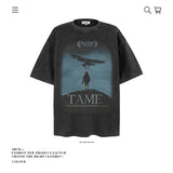 American vintage street T-shirt pure cotton retro men's and women's summer loose