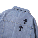 Men Denim Jacket Embroidered Washed Jeans Men's Ins Loose Jacket