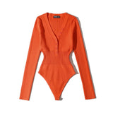 Women T-Shirt Spring V-neck Long-Sleeved Knitted Jumpsuit for Women