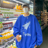 Men Hoodie Sweater Loose Crew Neck Top Trendy Ins Hong Kong Style