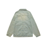 Men Denim Jacket Men's Loose Lapel Long Sleeves Distressed Jacket