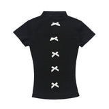 Women T-shirt Turtleneck Short Sleeve T-shirt Slim Fit Summer Top