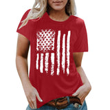 Women Independence Day T Shirt Printed Short-Sleeved Top Female Summer