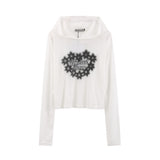 Women Sun Protection Shirt Heart Printing Sun Protection Clothing for Girls Hooded Casual