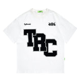 Men's T Shirt Letter Print Short-Sleeve T-shirt Men's and Women's Retro Loose round Neck
