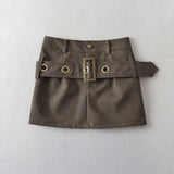 Women Skirt Tooling Style Skirt Short Leather Skirt