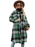 Plaid Trench Coat Autumn and Winter Loose Woolen Plaid Coat
