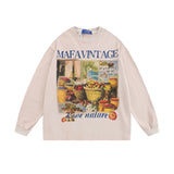 Men Hoodie Fruit Printed Crew Neck Sweatshirt Men