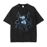 Killua Zoldyck T-shirts Men Streewear Vintage Washed