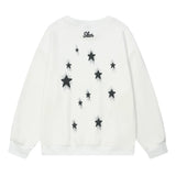 Men Hoodie Pentagram Puff Print round Neck Loose Sweatshirt