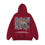 Men Hoodie Hip Hop Anime Letters Printed Hoodie