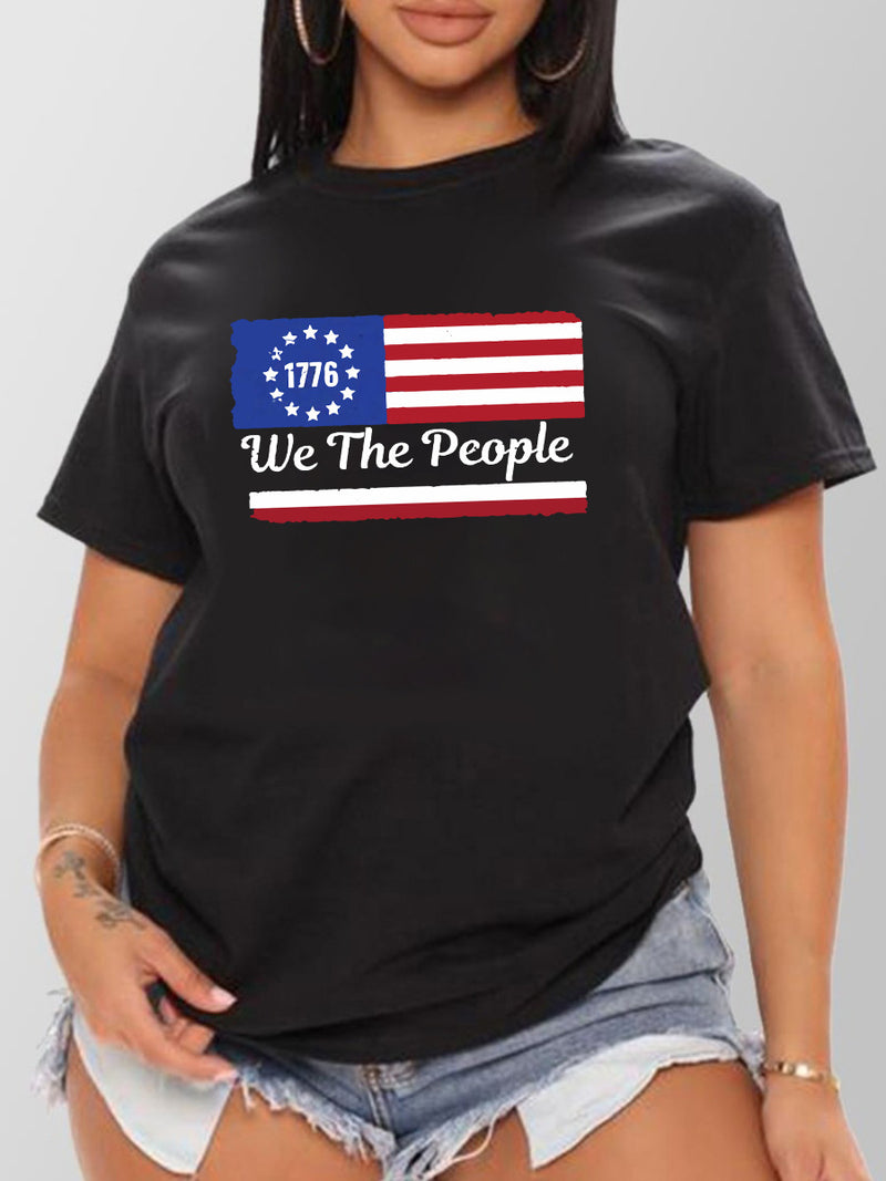 Women Independence Day T Shirt Summer Letter Print Casual Short Sleeve