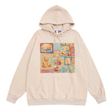 Men Hoodie Cartoon Bear Printed Pullover Hoodie