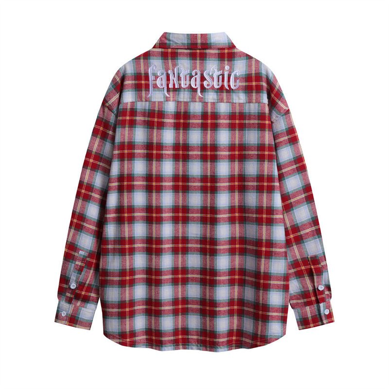 Men Long Sleeved T Shirt Spring and Autumn Plaid Shirt Coat Men's Loose Casual Long Sleeves Shirt