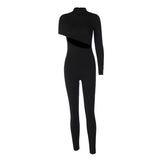 Women Jumpsuit High Elastic Shoulder Long Sleeve Jumpsuit