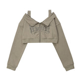 Women Hoodie Cardigan Sweater Girls Autumn Letter Printing