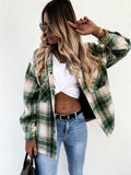 Plaid Trench Coat Autumn and Winter Long Sleeve Plaid Coat