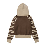 Women Sweater Hooded Knit Cardigan Girls' Autumn Casual Letter Sweater