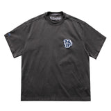 Men T Shirts Washed Letters Flocking