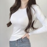 Women Long Sleeve Shirt Autumn and Winter round Neck Stretch Soft Long Sleeve Bottoming Shirt for Women