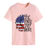 Women Independence Day T Shirt round Neck Loose Printed Short Sleeve T-shirt