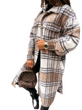 Plaid Trench Coat Spring and Autumn Long Sleeve Plaid Printed Shirt