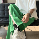 Men Sweatpants Men's Summer Vertical Stripes Apricot Casual Pants