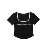 Women T-Shirt Embroidered Pattern Slim-Fit Top Slimming Short-Sleeved T-shirt