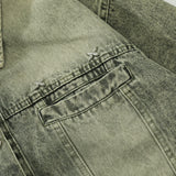 Men Denim Jacket Dyed Distressed Denim Jacket Men's Lapel Denim Jacket