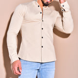 Men Shirt Solid Color Fashion Men's Autumn Long-Sleeved Cardigan Personality