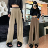 Palazzo Pants Maillard Brown Wide-Leg Pants Chenille Casual Pants