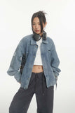 Unisex Jacket Autumn Water Washed Hole Denim Coat