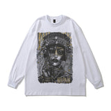 Men Long Sleeve Shirt Vintage Floral Print Long Sleeves T-shirt Men Loose Sweater