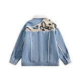 Unisex Jacket Winter Denim Lamb Wool Patchwork Cotton-Padded Jacket Women