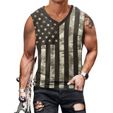 National Flag Day T Shirts Men's Vest Independence Day Printed V-neck Casual
