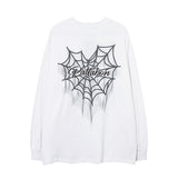 Men Long Sleeve Shirt Hiphop Spider Foam Print Couple Long Sleeve T-shirt Loose Men and Women