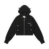 Women Hoodie Hooded Short Sweater Women's Casual Sports Autumn