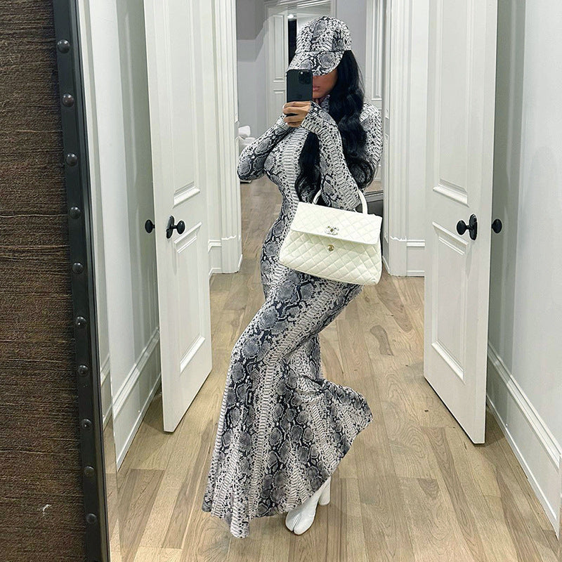Woman Dresses Women's Spring round-Neck Long-Sleeved Dress