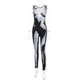 Women Jumpsuit Summer Fashion Print round Neck Sleeveless Jumpsuit Women