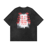 Men T Shirt Alphabet Graffiti Print Distressed Short-Sleeved T-shirt Men and Women Vibe Style