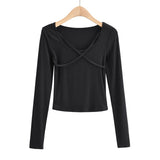 Women T-shirt U-Neck Long-Sleeved Bottoming Shirt Fall/Winter Slim T-shirt
