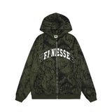 Men Hoodie Graffiti Hooded Coat Punk Hip Hop Loose Embroidered Letter Cardigan Sweater Spring and Autumn