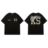 Men T Shirt Vintage Graffiti Bottoming T-shirt Hip Hop Short Sleeve