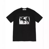 Mens T-shirts 22ss Daidó Moriyama Dog Tee Moriyama Avenue Wolf Dog Print Short Sleeve T-Shirt