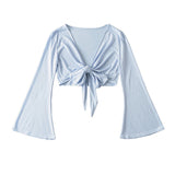 Women T-shirt Summer Cardigan Long Sleeve V-neck Slim Fit Sun Protection Shirt