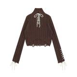 Women Sweater Short Knitwear for Girls Autumn Leisure Stand Collar